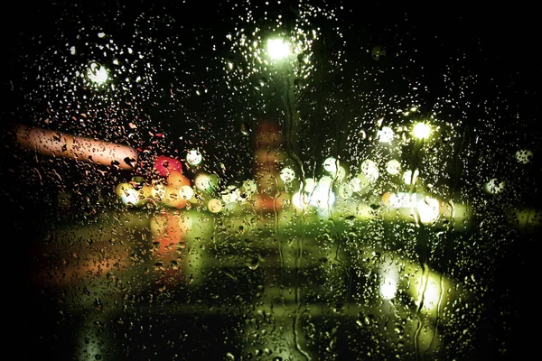 Background Glowing Lights Raindrops — ストック写真