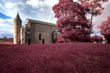 Estonya 'daki ortaçağ çağının fantezi manzarası
