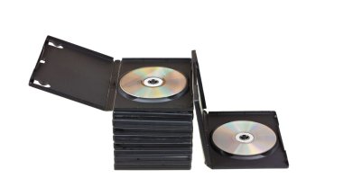 CD dvd disk cd dvd kutuları beyaz zemin üzerine izole
