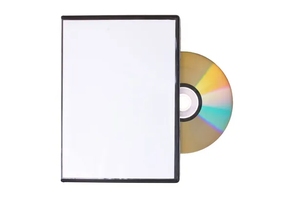 Disco em caixa de DVD isolado em fundo branco — Fotografia de Stock