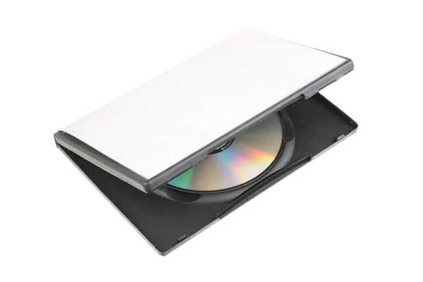 Disco em caixa de DVD isolado em fundo branco — Fotografia de Stock