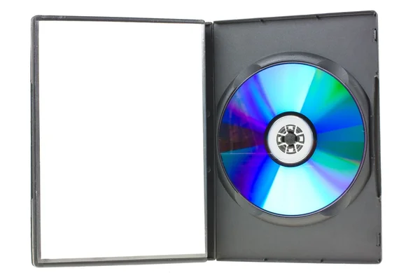 Disque en coffret DVD isolé sur fond blanc — Photo