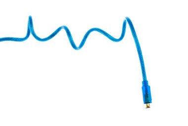 mavi usb kablosu beyaz arkaplanda izole edildi