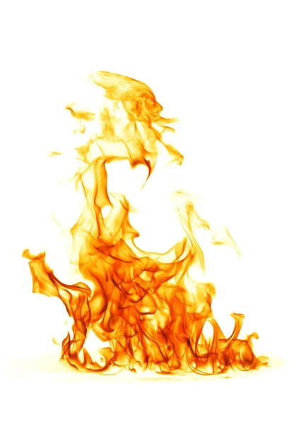 Tűz lángja elszigetelt fehér háttér Stock Kép
