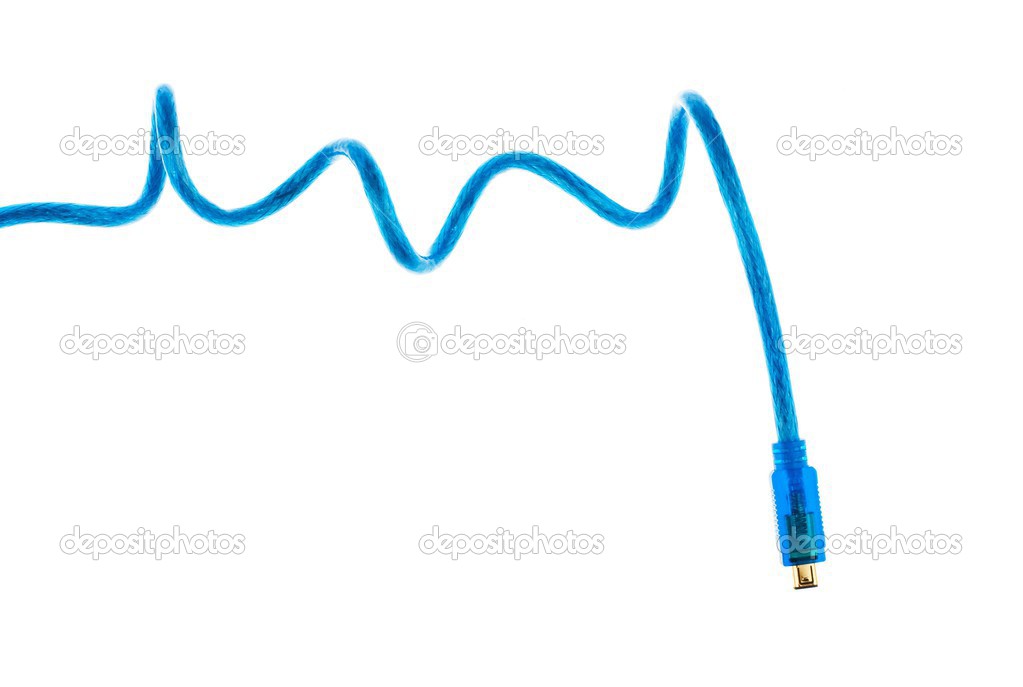 Blue USB Cable isolated on white background