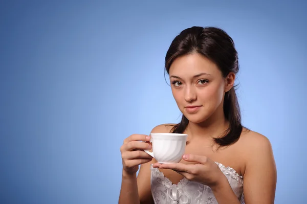 Kadın kahve, çay — Stok fotoğraf