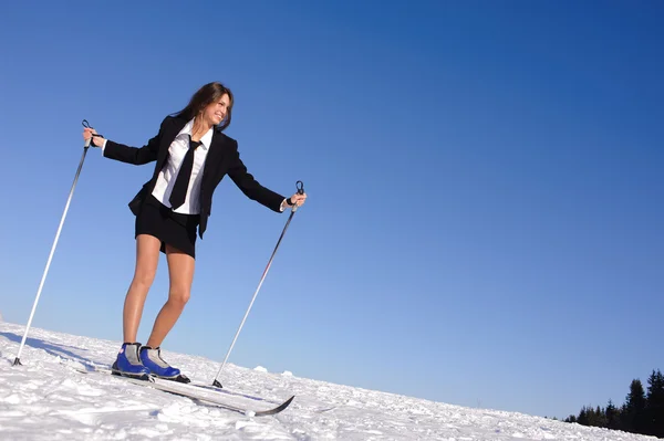 Young businesswoman jumping — Stock Photo, Image