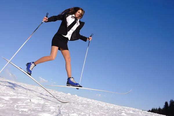 Young businesswoman jumping — Stock Photo, Image