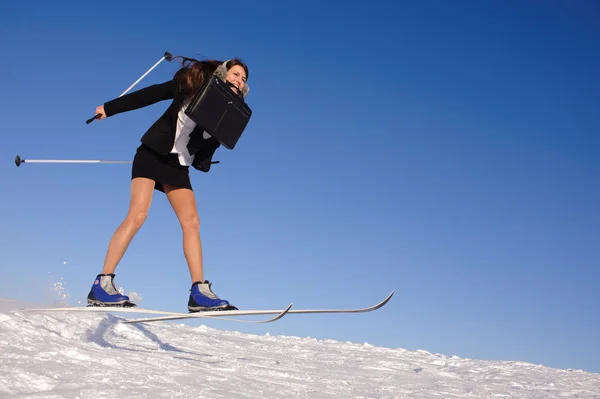 Young businesswoman jumping — Stock Photo, Image