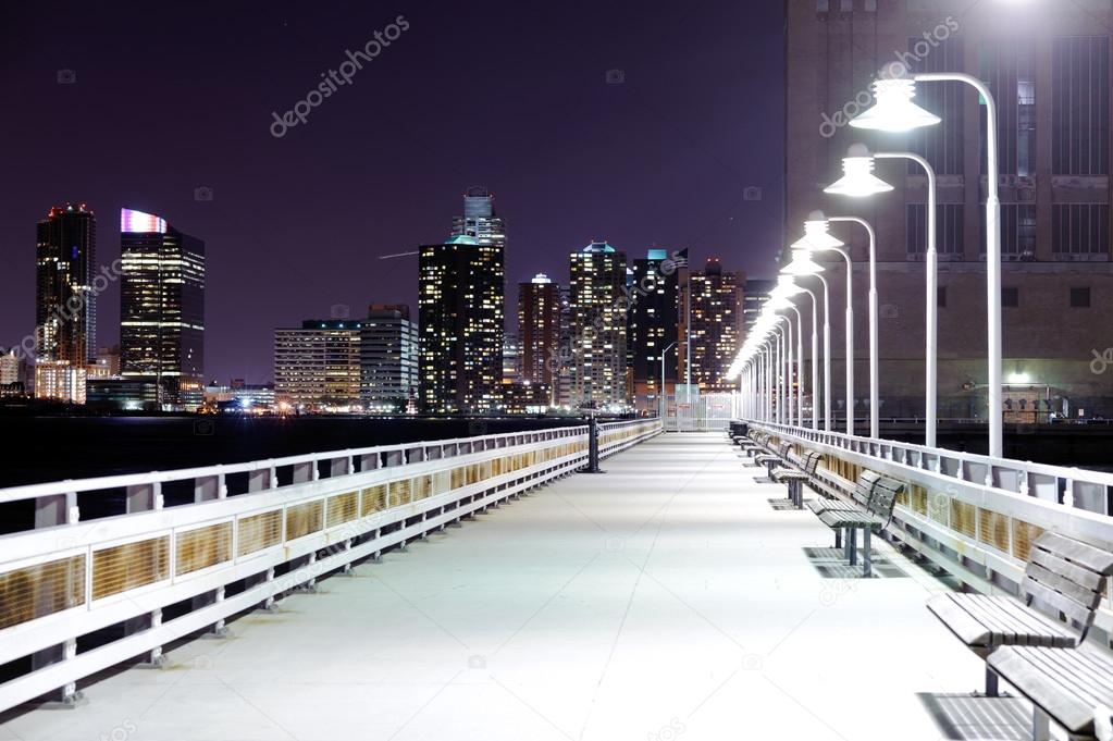 Night bridge with lanterns