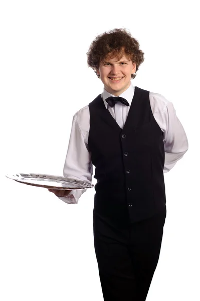 Waiter with tray — Stock Photo, Image