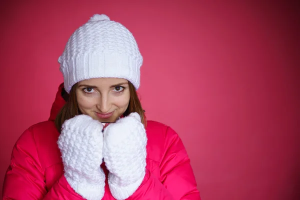 Woman in the red sport jacket — Stock Photo, Image