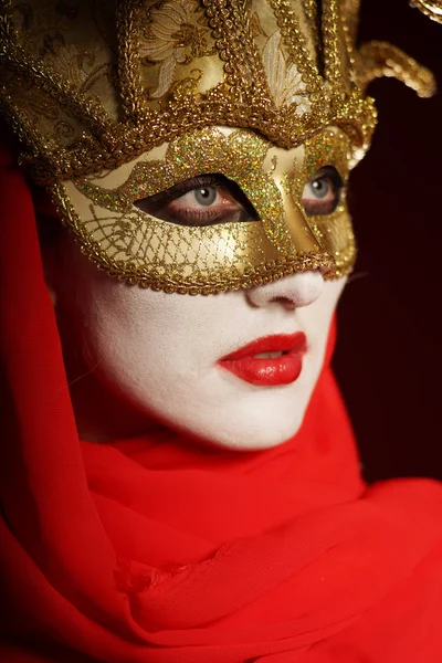 Golden theater mask — Stock Photo, Image