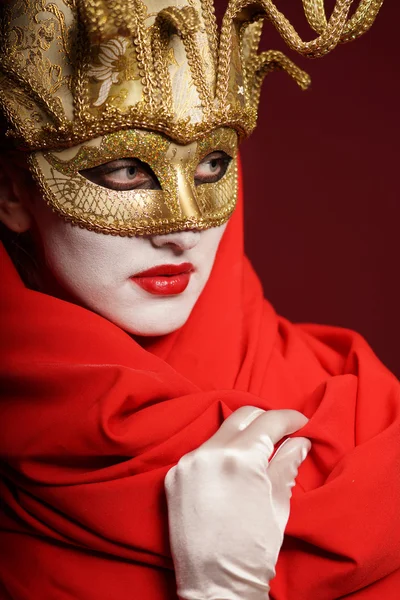 Golden theater mask — Stock Photo, Image