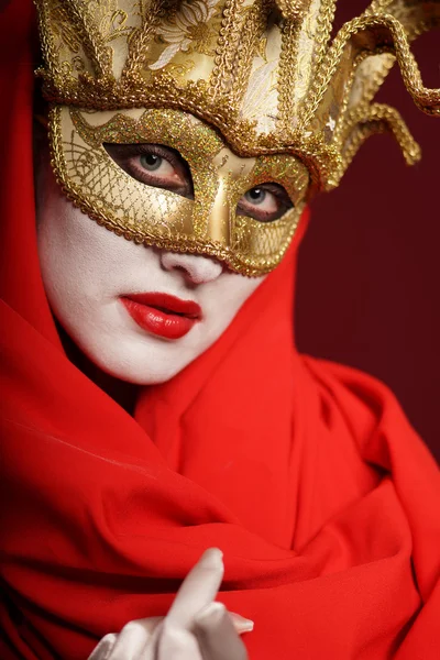 Maschera teatro d'oro — Foto Stock