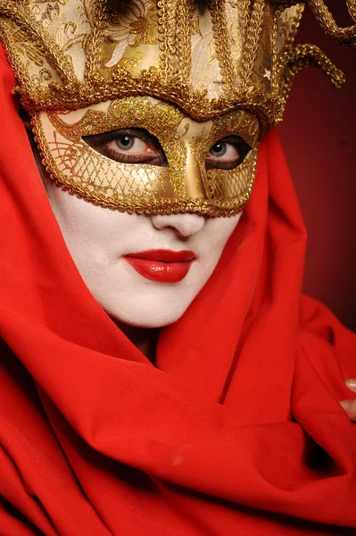 Maschera teatro d'oro — Foto Stock