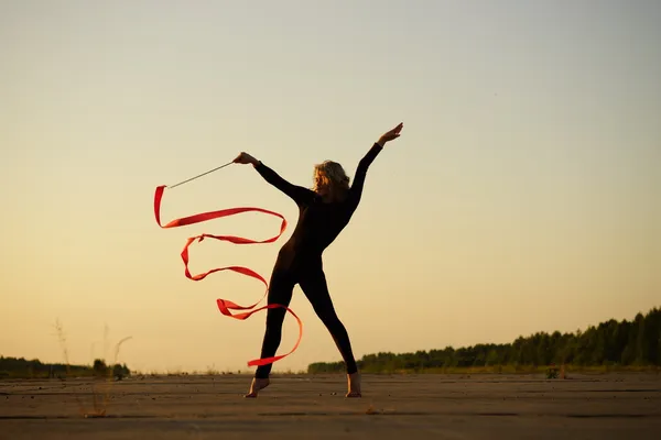 Dancer with ribbon — Stock Photo, Image