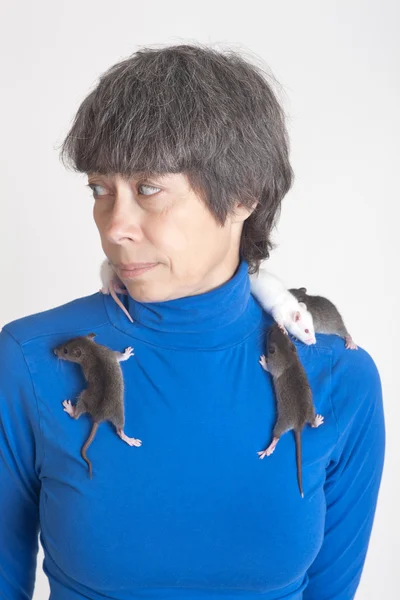 Portrait avec des rats — Photo