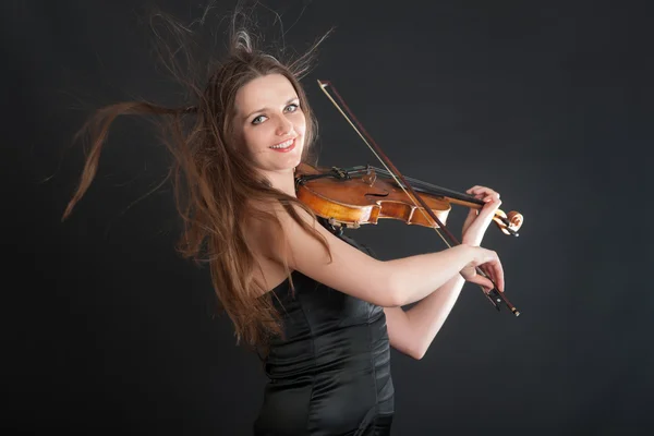 Portrét veselý houslista — Stock fotografie