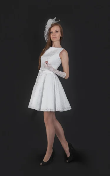 Girl in white dress — Stock Photo, Image