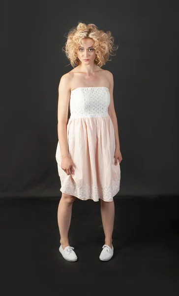 Blonde in a dress — Stock Photo, Image