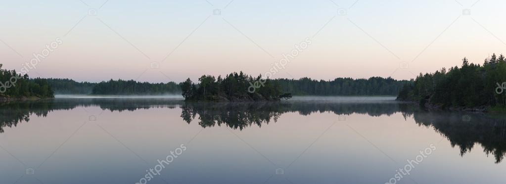 lake with morning mist