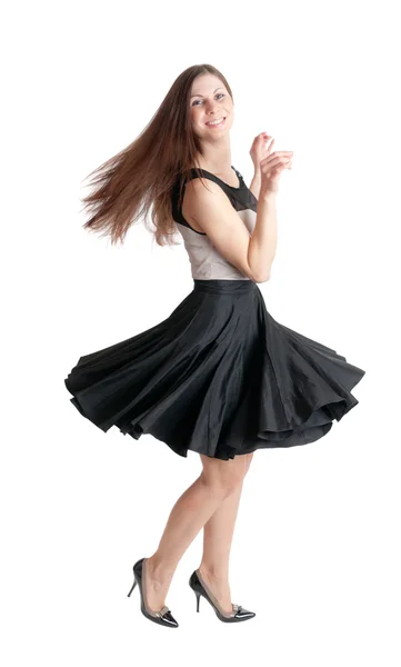 Flicka i en svart kjol — Stockfoto