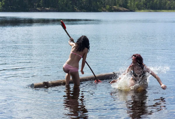 Falling from a raft — Stock Photo, Image