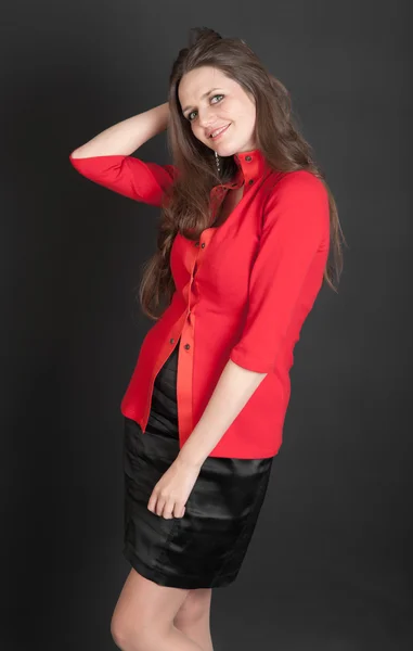 Menina em casaco vermelho — Fotografia de Stock