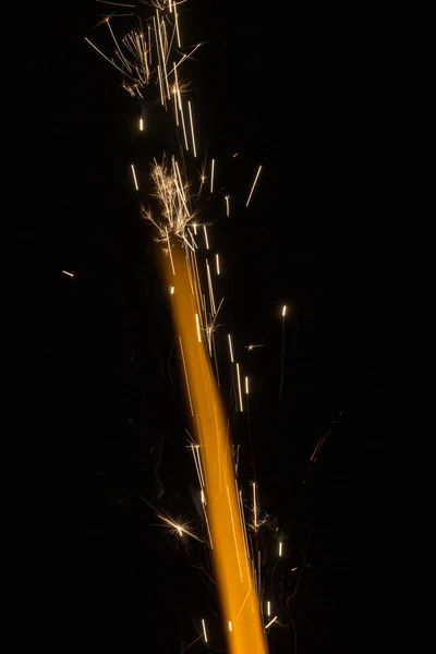 Chama Laranja Com Faíscas Fundo Preto — Fotografia de Stock