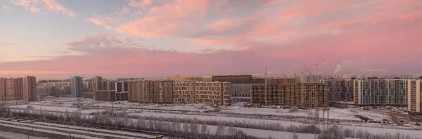Soğuk Bir Kış Sabahında Şehir Panoraması — Stok fotoğraf