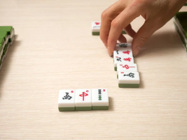mahjong dice on the table close up