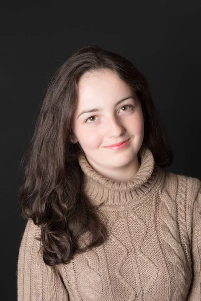 Portrait Teenage Girl Black Background — Stock Photo, Image