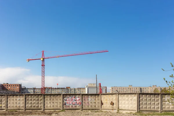 Construction Site Crane Fence — Fotografia de Stock