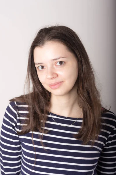 Studio Portrait Girl Brown Eyes — Stock Photo, Image