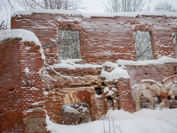 Ruins Noble Estate Snow Russia Leningrad Region Village Torosovo — Fotografie, imagine de stoc
