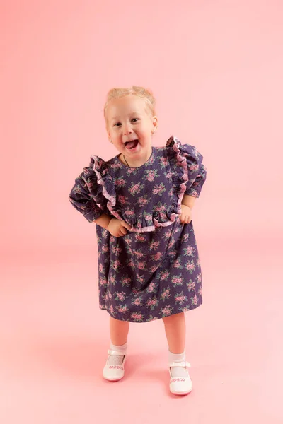 Studio Portrait Little Cheerful Girl — Stock Photo, Image