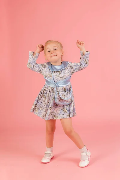 Studio Portrait Little Dancing Girl Dress — Stock Photo, Image