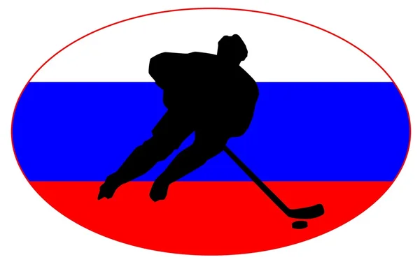 Silhouet van hockeyspeler met vlag — Stockvector