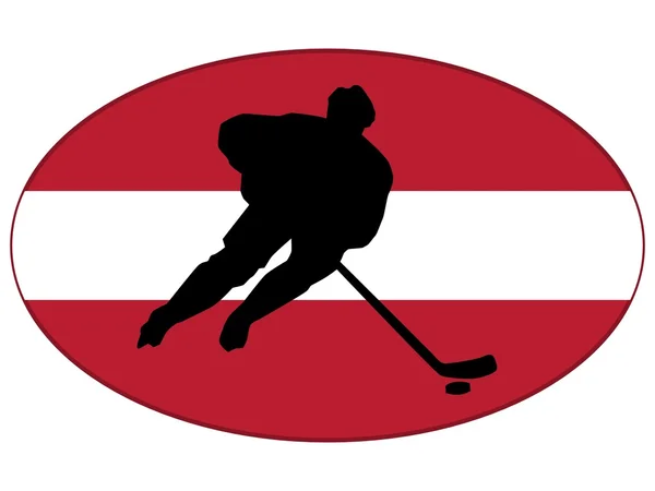 Силует хокеїста з прапором — стоковий вектор