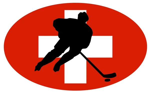 Silhouet van hockeyspeler met vlag — Stockvector