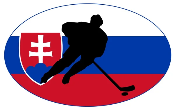 Silhouette du joueur de hockey avec drapeau — Image vectorielle