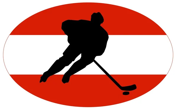 Silhouet van hockeyspeler met vlag — Stockvector