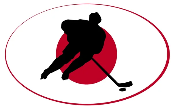 Silhouette del giocatore di hockey con bandiera — Vettoriale Stock
