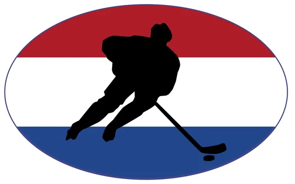 Silhouette eines Hockeyspielers mit Fahne — Stockvektor