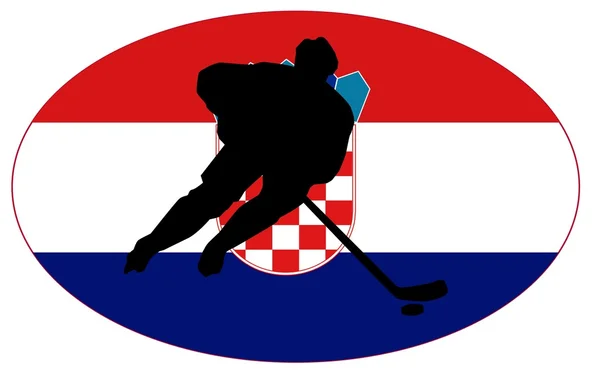 Silhouet van hockeyspeler met vlag — Stockvector