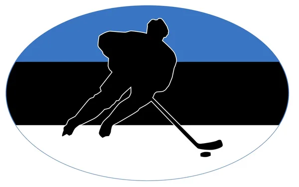 Silhouette of hockey player with flag — Stock Vector