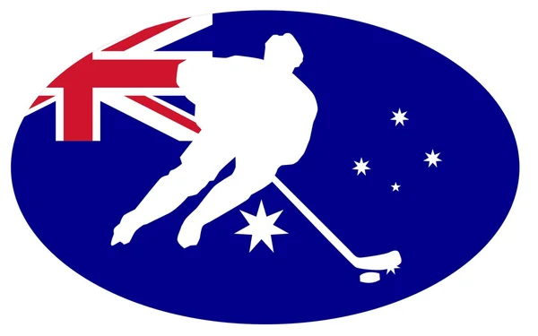Silhouette del giocatore di hockey con bandiera — Vettoriale Stock