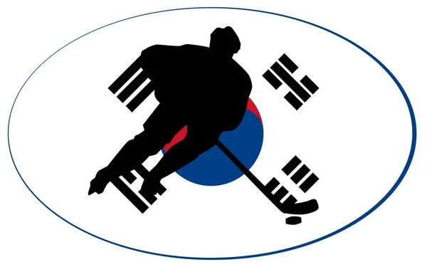 Silhouet van hockeyspeler met vlag — Stockvector