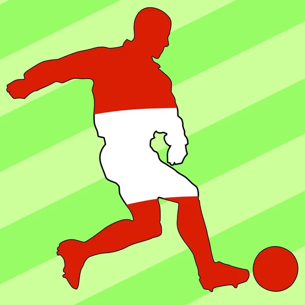 Jugador de fútbol en colores nacionales — Vector de stock